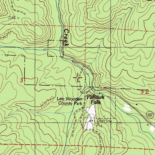 Topographic Map of Fishhawk Falls, OR