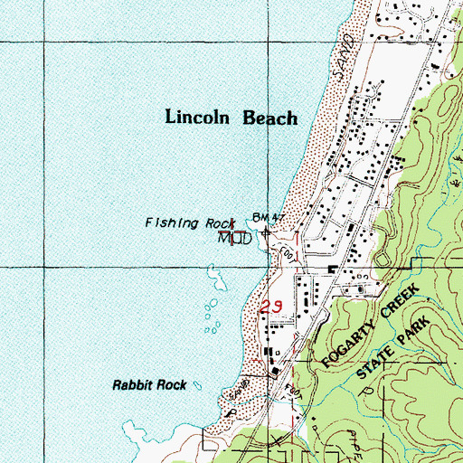 Topographic Map of Fishing Rock, OR