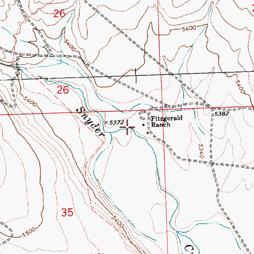 Topographic Map of Fitzgerald Ranch, OR