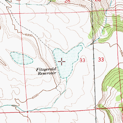 Topographic Map of Fitzgerald Reservoir, OR