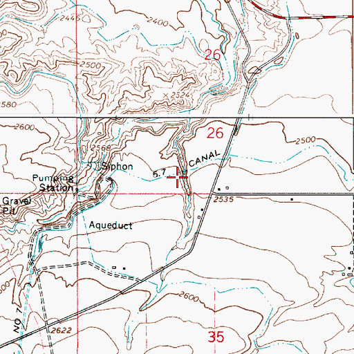 Topographic Map of Five and Seventenths Canal, OR