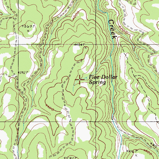 Topographic Map of Five Dollar Spring, OR