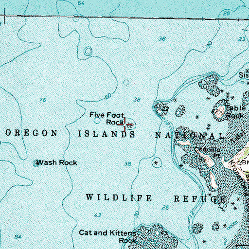 Topographic Map of Five Foot Rock, OR
