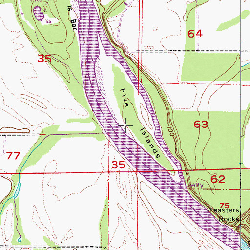 Topographic Map of Five Islands, OR