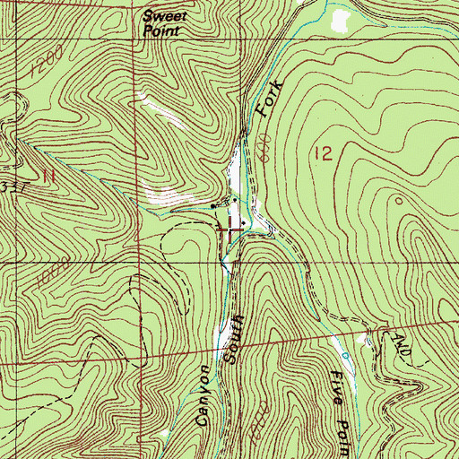 Topographic Map of Five Point Canyon, OR