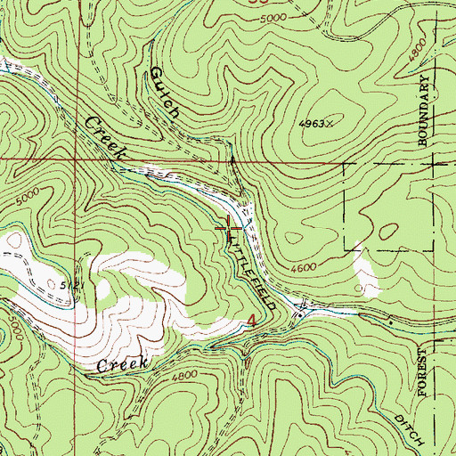 Topographic Map of Fivebit Gulch, OR