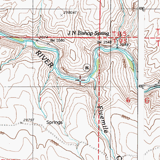 Topographic Map of Fivemile Creek, OR