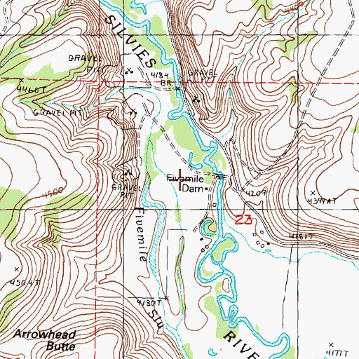 Topographic Map of Fivemile Dam, OR