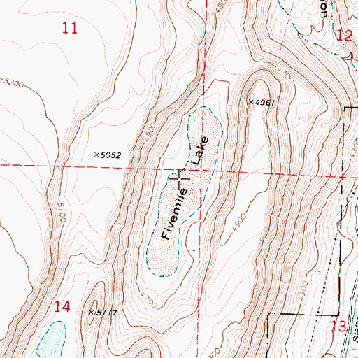 Topographic Map of Fivemile Lake, OR