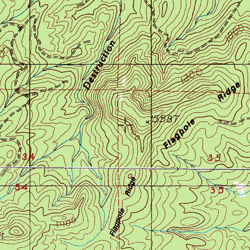 Topographic Map of Flagpole Ridge, OR