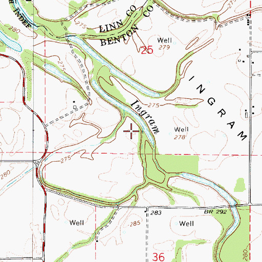 Topographic Map of Flat Creek, OR