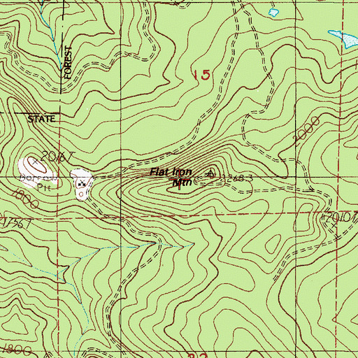 Topographic Map of Flat Iron Mountain, OR