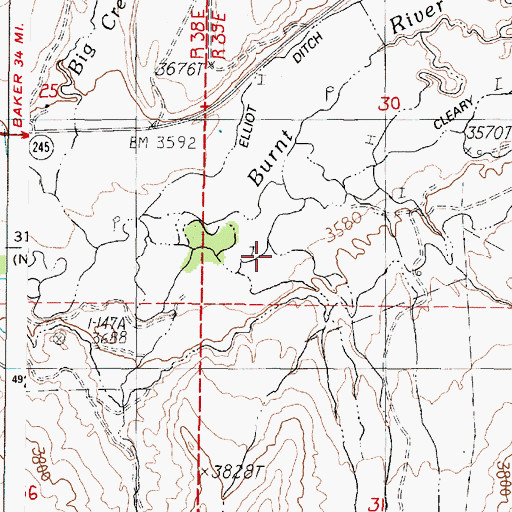 Topographic Map of Flint Creek, OR