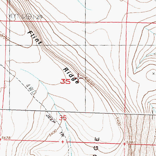 Topographic Map of Flint Ridge, OR