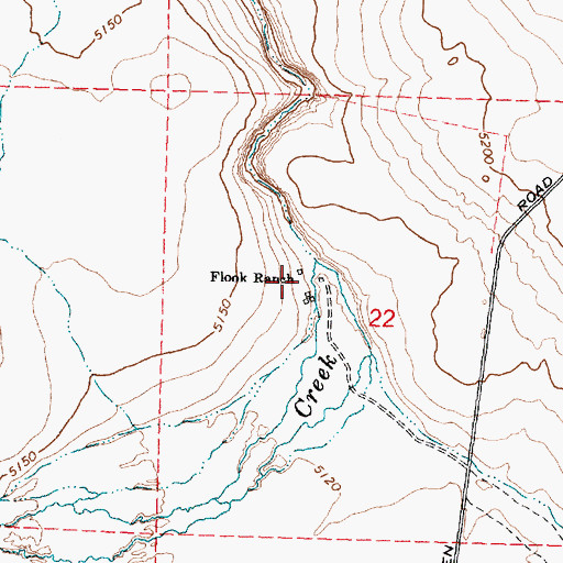 Topographic Map of Flook Ranch, OR