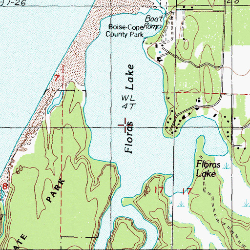 Topographic Map of Floras Lake, OR