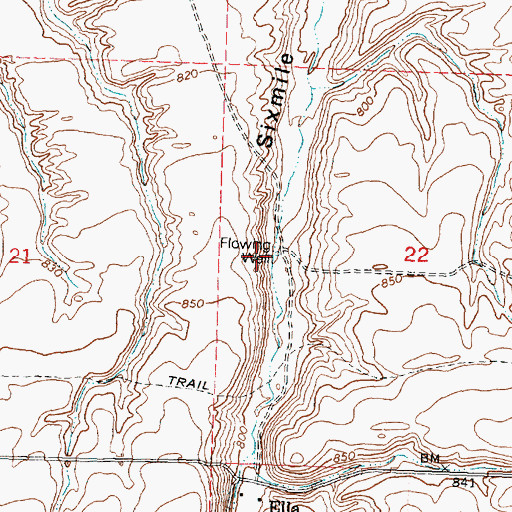 Topographic Map of Flowing Well, OR