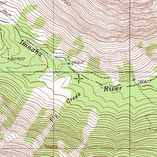Topographic Map of Fly Creek, OR