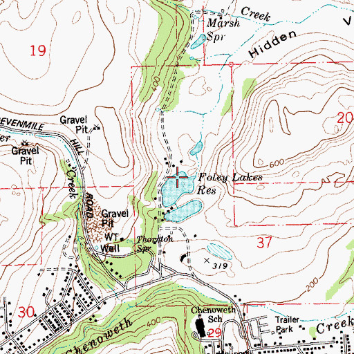 Topographic Map of Foley Lakes Reservoir, OR