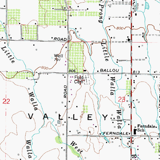 Topographic Map of Ford Cemetery, OR