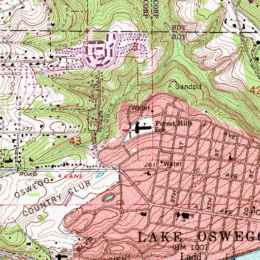 Topographic Map of Forest Hills Elementary School, OR