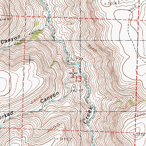 Topographic Map of Forked Canyon, OR