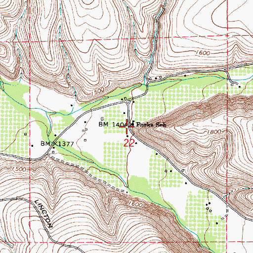 Topographic Map of Forks School (historical), OR