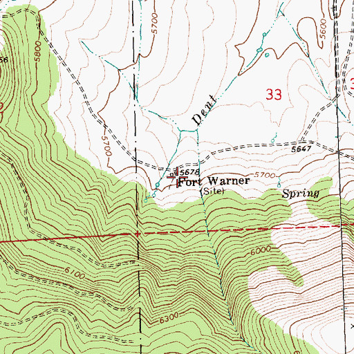 Topographic Map of Camp Warner (historical), OR