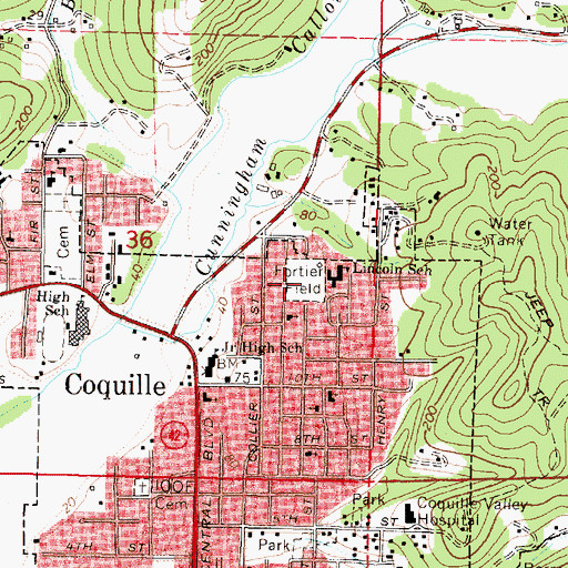 Topographic Map of Fortier Field, OR