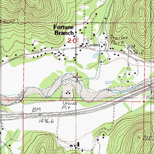 Topographic Map of Fortune Branch, OR