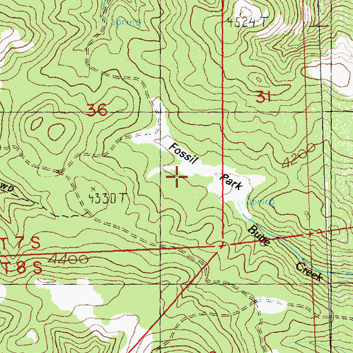 Topographic Map of Fossil Park, OR