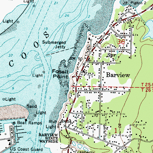 Topographic Map of Fossil Point, OR