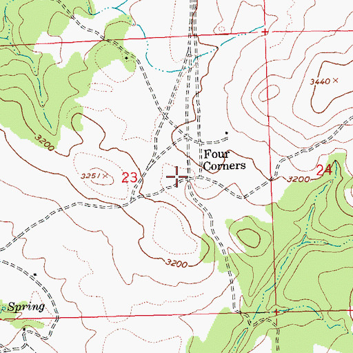 Topographic Map of Four Corners, OR