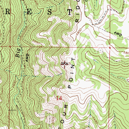 Topographic Map of Four Point Ridge, OR
