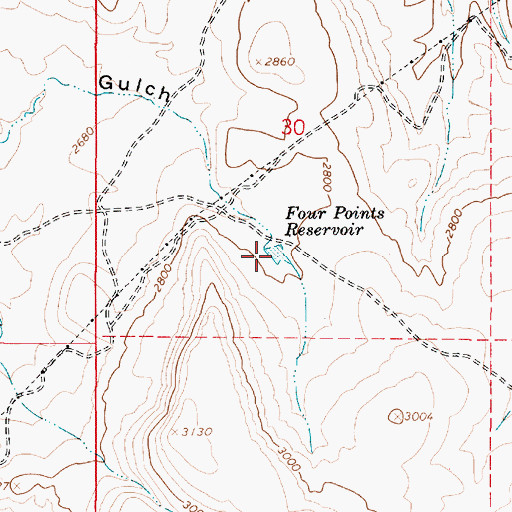 Topographic Map of Four Points Reservoir, OR