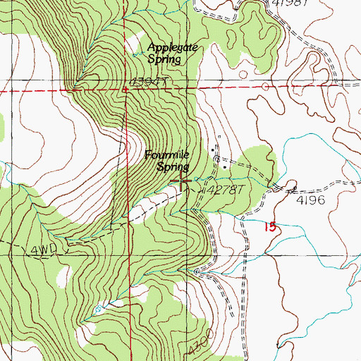 Topographic Map of Fourmile Spring, OR