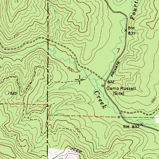 Topographic Map of Fourth of July Creek, OR