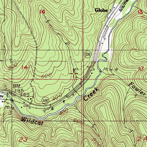 Topographic Map of Fowler Creek, OR