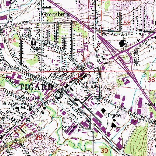 Topographic Map of Fowler Junior High School (historical), OR