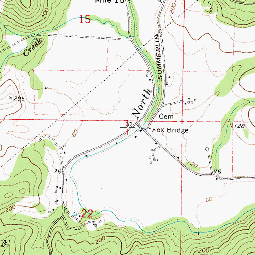 Topographic Map of Fox Bridge, OR