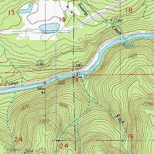 Topographic Map of Fox Creek, OR