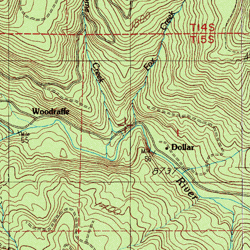 Topographic Map of Fox Creek, OR