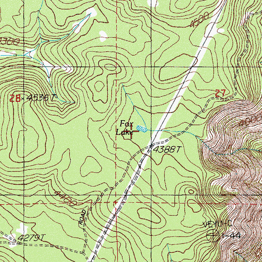 Topographic Map of Fox Lake, OR