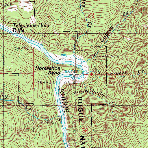 Topographic Map of Francis Creek, OR