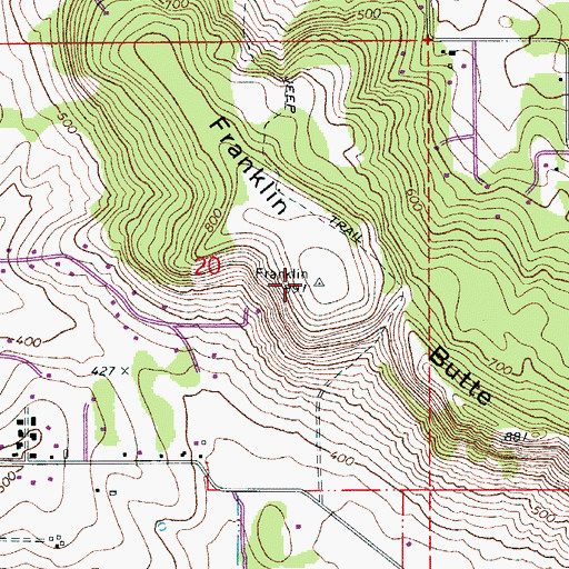 Topographic Map of Franklin Butte, OR