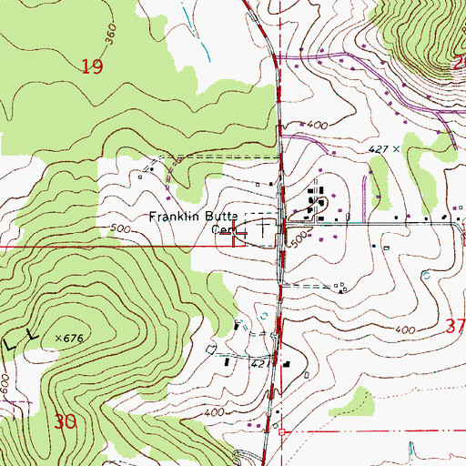 Topographic Map of Franklin Butte Cemetery, OR