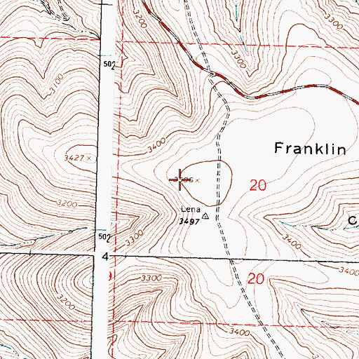 Topographic Map of Franklin Hill, OR