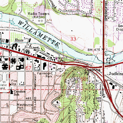 Topographic Map of Franklin City Park, OR