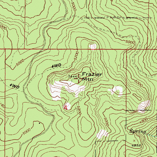 Topographic Map of Frazier Mountain, OR