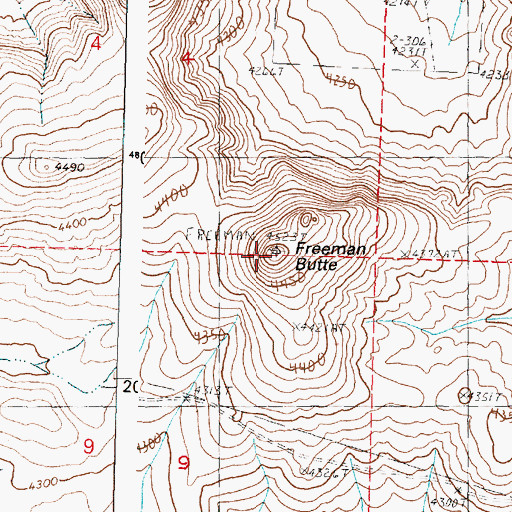 Topographic Map of Freeman Butte, OR